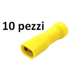 CAPOCORDA FASTON 6,3 FEMMINA GIALLO TUTTO ISOLATO confezione 10 pz