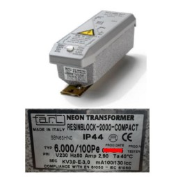 TRASFORMATORE PER INSEGNE NEON 6000 VOLT 100 mA  IP 44