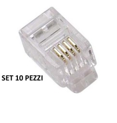 CONNETTORE TELEFONICO A CRIMPARE RJ11 4P4C set 10 pz