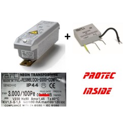 TRASFORMATORE PER INSEGNE NEON 3000 VOLT 100 mA + Protec