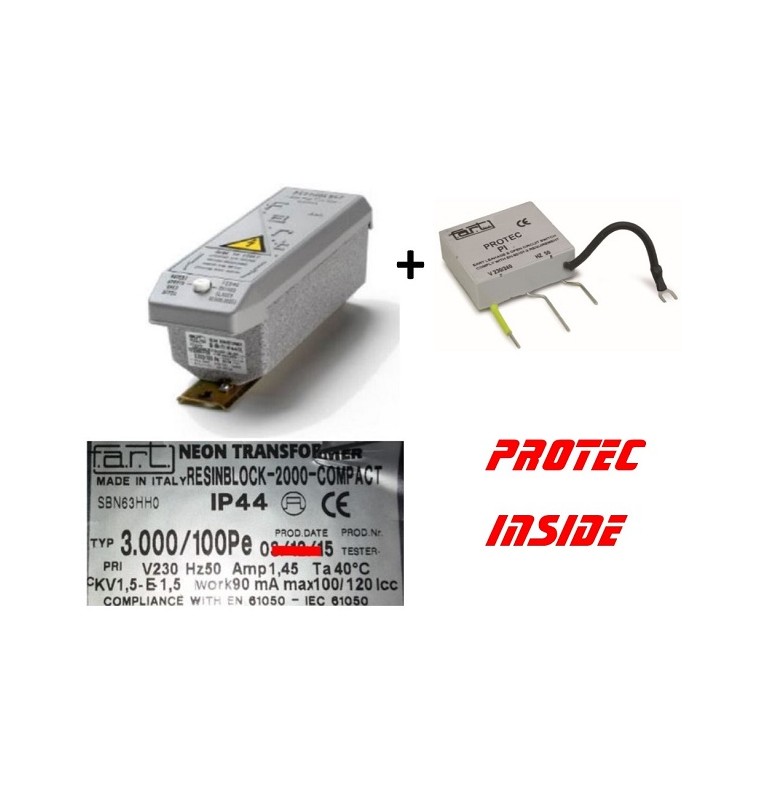 TRASFORMATORE PER INSEGNE NEON 3000 VOLT 100 mA + Protec