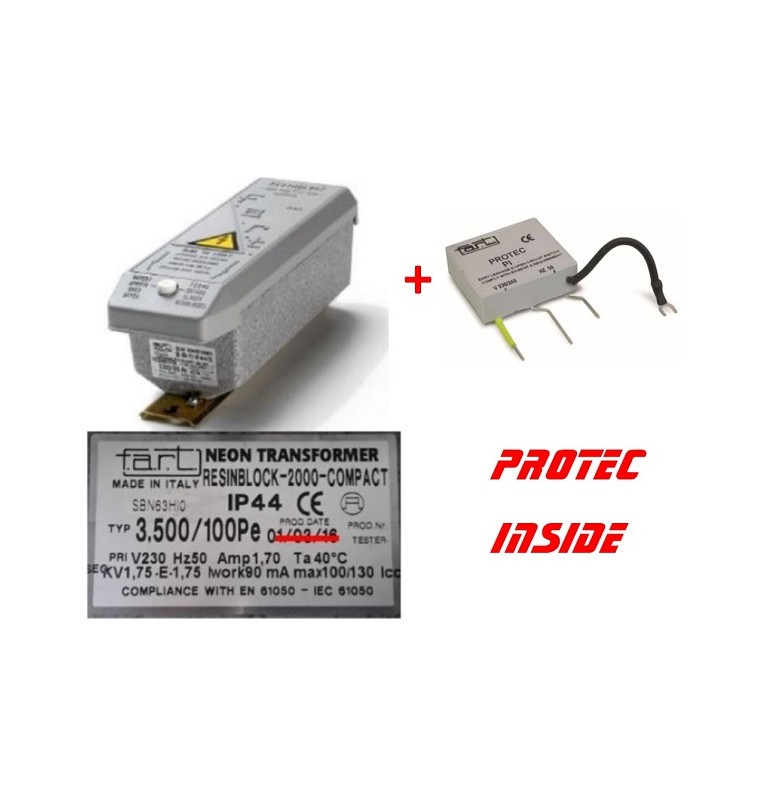 TRASFORMATORE PER INSEGNE NEON 3500 VOLT 100 mA  + Protec