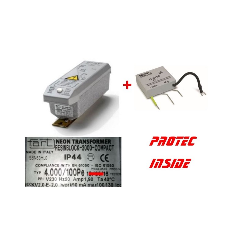 TRASFORMATORE PER INSEGNE NEON 4000 VOLT 100 mA + Protec