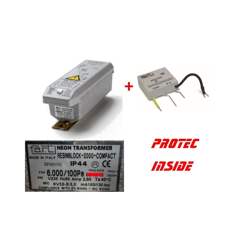 TRASFORMATORE PER INSEGNE NEON 6000 VOLT 100 mA  + Protec