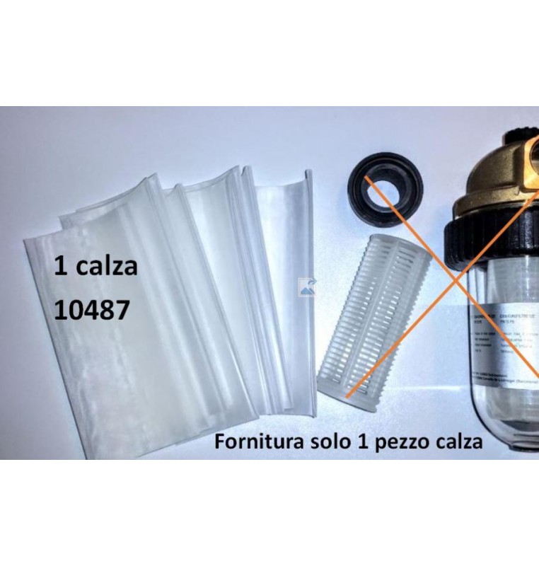 calza singola per  filtro acqua pot. 1/2 pollice PN10PB 90 µm