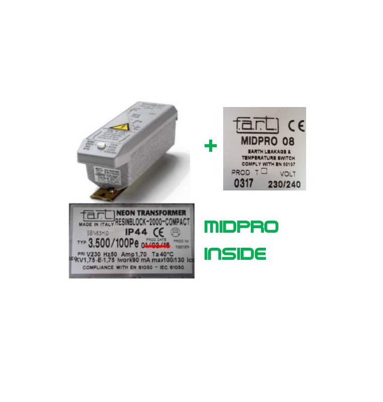 TRASFORMATORE PER INSEGNE NEON 3500 VOLT 100 mA  + MIDPRO