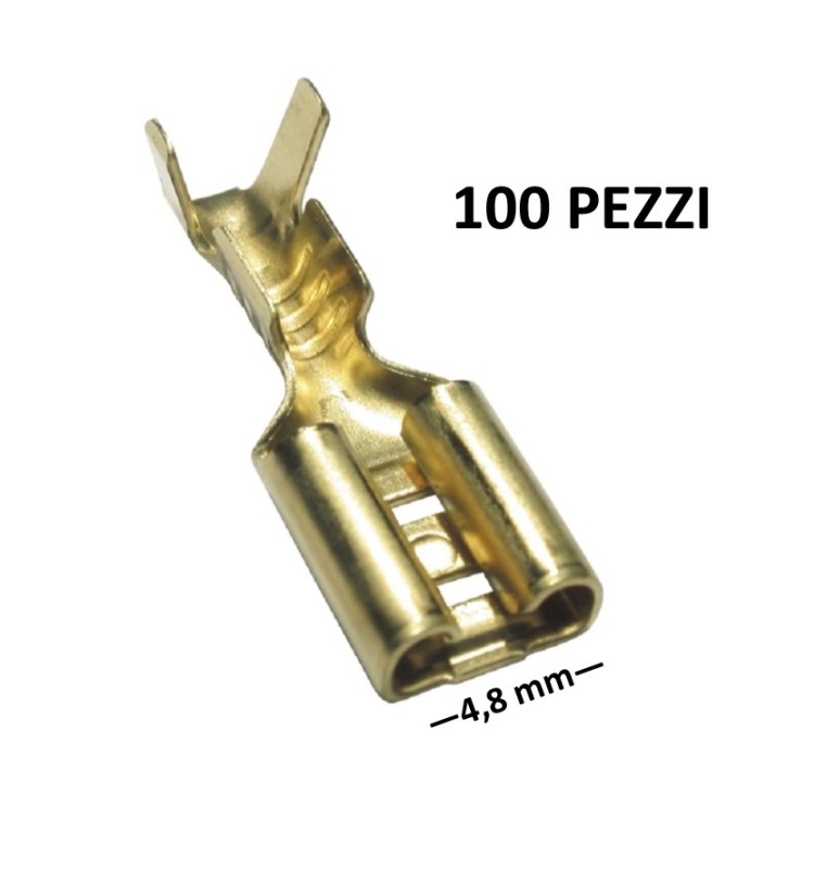 FASTON FEMMINA nudo 100 pezzi a crimpare 4,8 mm