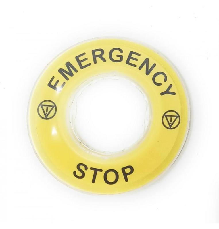 ETICHETTA EMERGENCY STOP per pulsanti di emergenza a fungo