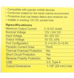 PRESA USB DA INCASSO DOPPIA STAGNA 12V-5V Blue Sea