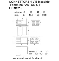 CONNETTORE 4 VIE Maschio-Femmina FASTON 6,3