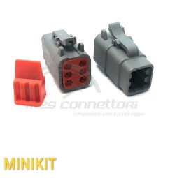 DEUTSCH CONNETTORE FEMMINA KIT COMPLETO DI 6 CONNETTORI A CRIMPARE DTM06-6S SERIE ATM